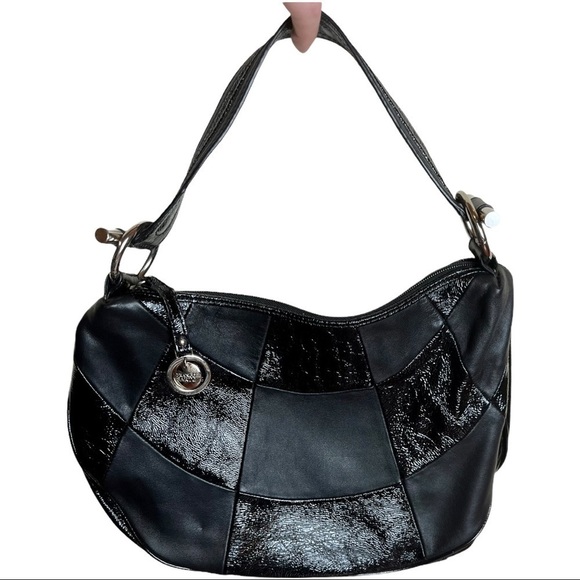 Franco Sarto Handbags - 𝅺FRANCO Sarto Patent Leather Patchwork Shoulder Bag in Black